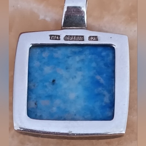 Vintage Barse Lapis Lazuli Sterling Silver Square Pendant - Picture 10 of 11